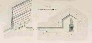 A horizontal passage leads to the Queen's chamber of the Great Pyramid of Cheops / Khufu - by E.J. Andrews, 1842.