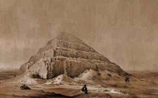 The step pyramid of Djoser (Zoser) has six steps of decreasing size.